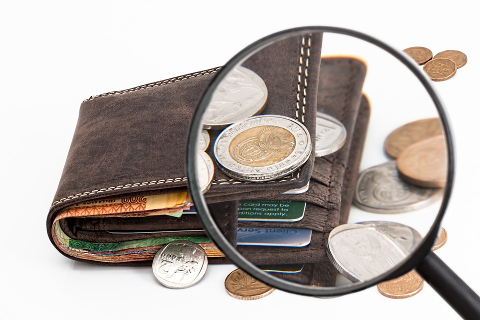 Wallet and a magnifying glass
